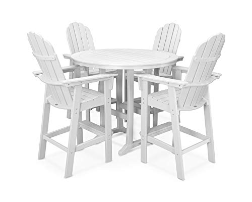 POLYWOOD Vineyard Adirondack 5-Piece Nautical Trestle Bar Set (White)