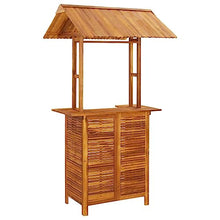 WDGJJFECNMUEHI 5 Piece Patio Bar Set Solid Wood Acacia Outdoor Furniture with Rooftop Shade, 4 Bar Stools & Dining Table for Garden, Backyard, Terrace Durable & Weather-Resistant