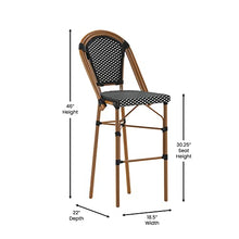 EMMA + OLIVER Black/White PE Rattan Bistro Bar Stool, 2-Pack