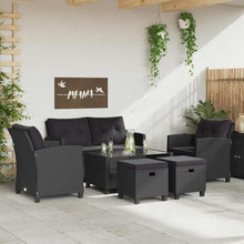 HKTMGDNG 6-Piece Garden Sofa Set Black Rattan Outdoor Sectional