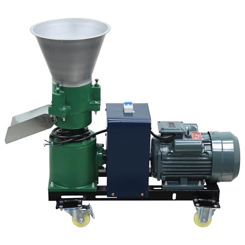 THUXEON 220V Feed Pellet Machine Chicken Feed Pellet Mill Machine with Three Head Pressure Roller Output 120-150Kg/h Animal Food Maker 4.5KW Feed Granulator 10MM