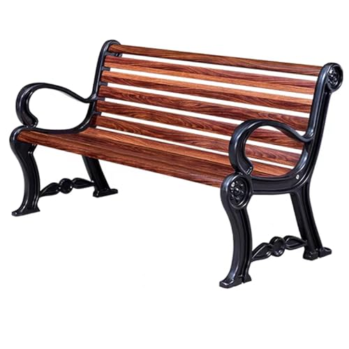 Sunyongfly Park Bench,Outdoor Garden Bench,Wooden seat,cast Iron Frame, Double Outdoor Bench, for Squares, Parks, and Residential Areas(Size:120cm)