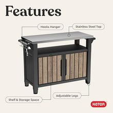 Keter Unity XL Outdoor Entertainment Cart with Wood‑Look Finish, 78‑Gallon Patio Storage Cabinet, Food Prep Station, Stainless‑Steel Top for BBQ, Grill, Patio, Deck & Backyard, Ashwood