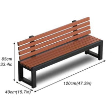 Sunyongfly Park Bench,Steel Frame,Outdoor Garden Bench,Wooden seat,Double Outdoor Bench with backrest, for Squares, Parks, and Residential Areas(Size:120cm)
