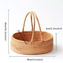 Rattan Oval Picnic Basket Easter Basket Grocery Basket, Brown (Color 2 piece set)