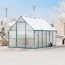 CABIHOME 8x12 ft Outdoor Greenhouse Kit, Heavy Duty Polycarbonate Greenhouse with Reinforced Aluminum Frame, Adjustable Roof Vent, Lockable Door & Quick-Connect System for All Seasons
