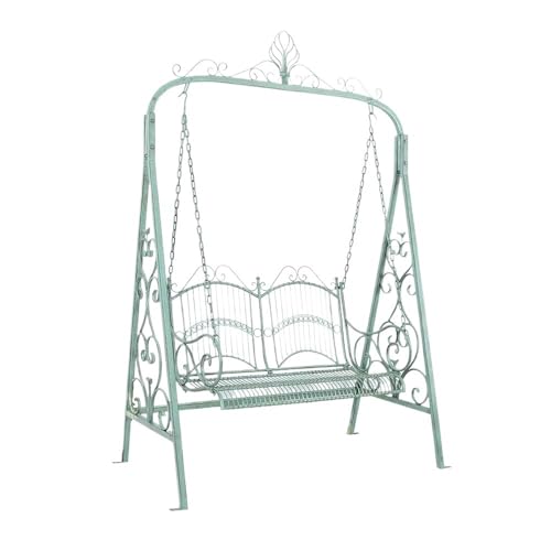 HYgloF Patio Benches Outdoor Rustic Vintage Iron Swing Chair for Garden Balcony Patio Decorative Hanging Double Rocking Garden Bench