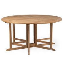 TITAN GREAT OUTDOORS Ash & Ember Luna Grade A Teak 59" Round Dining Table, Drop Leaf Design, Indoor Outdoor Patio or Porch Dining, Weather Resistant Solid Wood with Umbrella Hole