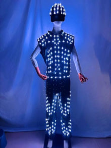 Earthradius LED Robot Costume Luminous Stage Dress Medium Black