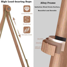 Hammock Swing Chair with Stand for Indoor,Outside, Anti-Rust Wood-Colored Frame 570 lbs Capacity with Cushion Oversized Double Hammock Chair for Balcony Patio Bedroom