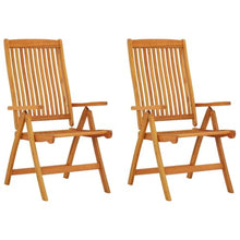 TUERYAFEK Solid Eucalyptus Wood Garden Armchairs 2 Pack, Folding Patio Chairs with 5 Position Reclining Backrest, Outdoor Seating for Terrace and Patio