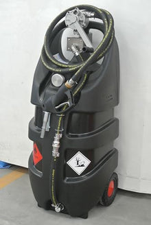 AM-TANK 29 Gallon Gasoline Fuel Tank Caddy, Portable On-Wheels, Manual Rotary Hand Pump, 10 ft Antistatic Hose, Manual Nozzle Made in Italy