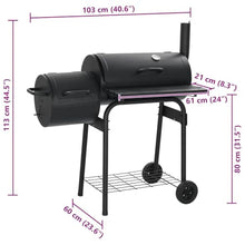 KGFHERENB Classic Charcoal BBQ Offset Smoker Grill with Wheels