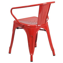 Flash Furniture Roy Commercial Grade 4 Pack Red Metal Indoor-Outdoor Chair with Arms