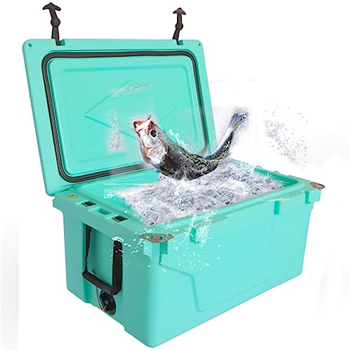 ZCBYBT 65 QT Portable Insulated Ice Chest Box Outdoor Ice Cooler Box with Wheels for Beach, Drink, Beverage, Camping, Picnic, Fishing Holds Ice Up to 3 Days,Blue