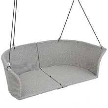 51.9" 2-Person Hanging Seat Rattan Woven Swing Chair Porch Swing with Ropes & Cushions, Waterproof Sun-Resistant Outdoor Garden Furniture, 500 LBS Capacity, Easy Installation (Gray)