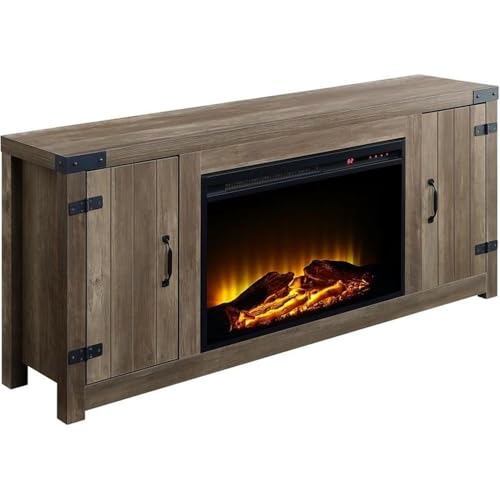 Acme Tobias Fireplace in Rustic Oak Finish