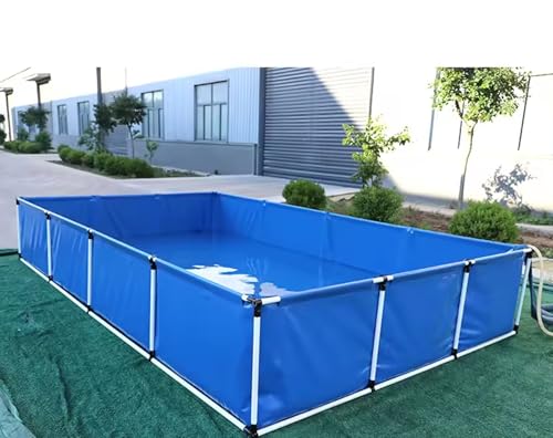 JYXYXSCP Aquarium Pool Pond with Transparent Clear Viewing Panel and Drain Valve, PVC Canvas W/Steel Frame for Display Show Tank (100 * 100 * 50cm)