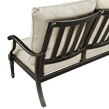 Oakland Living Black Aluminum Patio Deep Seating Outdoor Two Seater Loveseat with Light Grey Cushions