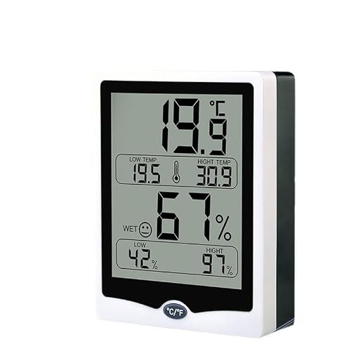 ASWRTYJO ABS Electronic Large Screen Display Memory High Low Thermometer Humidity