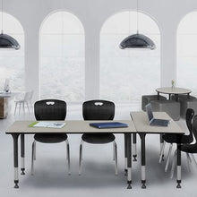 Regency Kee Height Adjustable Classroom Table Set with Two 18" Andy Chairs Maple/Black
