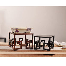 YYBOES Plant Pedestal Stand Indoor Plant Rack Square Bonsai Base Teapot Strange Stone Relief Jade Base Flower Pot Shelf, Two Sizes Pedestal Stands for Display