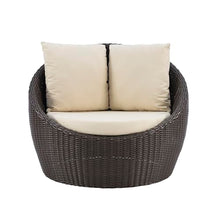 Linon Rowan Brown and Cream Oversized Resin Wicker Outdoor Snuggle Chair