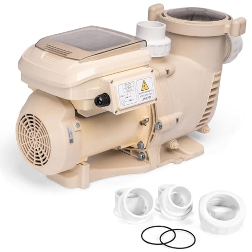 XtremepowerUS SuperFlow Variable Speed High-Flo Pool Pump In-Ground Swimming Pool Energy Efficient 230V, 1-1/2” & 2” Adapter Build-in Timer (1.75, Horsepower)