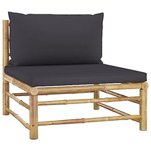 6 Piece Garden Lounge Set with Dark Grey Cushions Bamboo Outdoor Furniture Patio Seating Modular Design Washable Covers Lightweight Construction