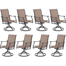Soohow Swivel Outdoor Dining Chairs Set of 8, Patio Swivel Dining Chair with Textilene Fabric, Outdoor Metal Armchair All Weather Resistant, Ergonomic Comfort, Perfect for Patio, Backyard, Balcony