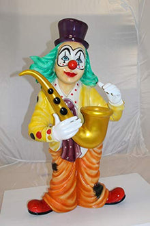 NIFAO Large Colorful Clown Statue Playing Saxophone, 20" L x 15" W x 36" H