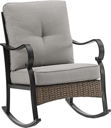 Crosley Furniture Dahlia 2-Piece Outdoor Rocking Chair Set Matte Black with Taupe Cushions