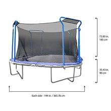 TruJump Kids Trampoline 12FT Square with Safety Enclosure Blue