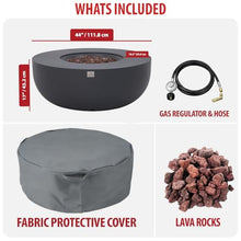 AMS 44" Round Concrete Natural Gas Fire Pit Bowl Table (Dark Gray)