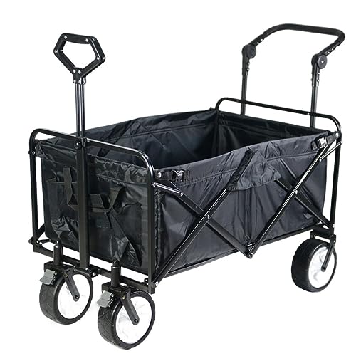 BIOMICE Collapsible Wagon Outdoor Folding Utility Wagon Garden Cart Foldable Pull Wagon Camping Trolley On Wheels Heavy Duty Hand Cart Garden Cart(B)