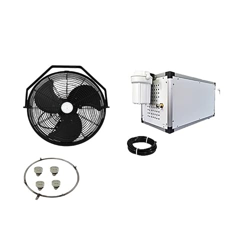 mistcooling Misting Fan Kit - 18" Outdoor Fan with 1500 PSI Misting Pump - High Pressure Misting System - Residential, Restaurant and Industrial Misting (1 Fan)