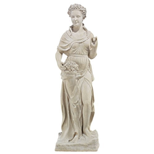 Design Toscano Spring Woman of The Four Seasons Indoor/Outdoor Garden Statue, 61 inches Tall, Fiberglass Cast Stone Resin, Limestone Finish