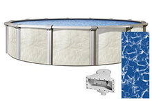 Wilbar 24-Foot Round Fallston Above-Ground Swimming Pool | 52-Inch Height | Sunlight Overlap Liner and Widemouth Skimmer Bundle | Resin Protected Steel-Sided Walls