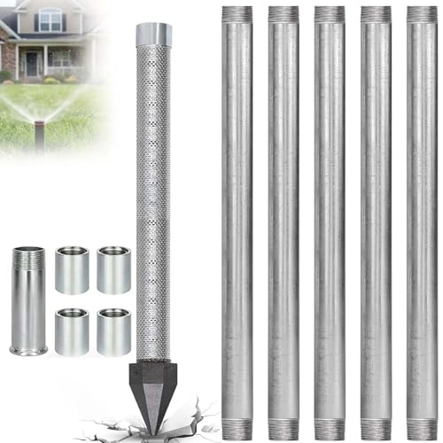 QITUJOUR Sand Point Well Kits, Thickened Lead-Free Water Well Drilling Kit Includes 1-1/4" x 36" Well Point Pipe (60 Gauze) 1-1/4" Drive Point Well Pipes, for Sand Point Wells and Soft Soil Wells