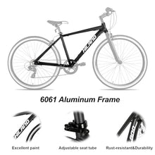 HH HILAND Hybrid Bike Step-Over/Step-Through Frame 700C Black