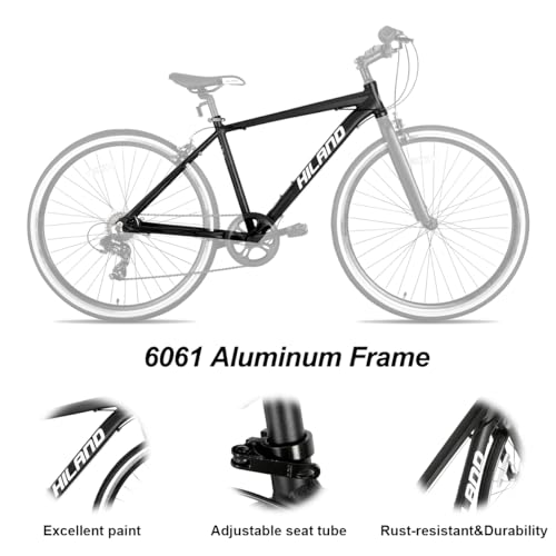 HH HILAND Hybrid Bike Step-Over/Step-Through Frame 700C Black