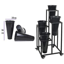 Plant standMetal Plant Stand with Wheels, Flower Stand, Planter, Shelf, Flower Pot Holder for Plant Display in Garden, Balcony, Home, Flower Shop, Art Decoration, Shelves,Black Bucket+flower Stand