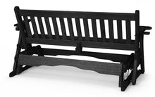 4 FT BLACK Porch MISSION Glider Cupholders Bench for 2 Person, Amish-Made Pine Wood Patio Glider, Smooth Glide, Balanced Construction,Even Weight Distribution, Relaxed Seating Angle, Made in USA