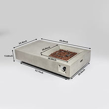 60-inch Rectangle Concrete Fire Pit Table with Electronic Pulse Igniter and Stainless Steel Burner, Large Outdoor Propane Gas Fire Table with Lava Rocks and Rain Cover, Heat Output 50,000 BTU