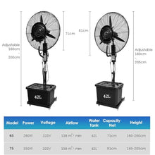CUTPOIY High Velocity Misting Fan with 3 Speeds & 90° Oscillation, Adjustable Height 63-79", Outdoor Cooling for Patio, Workshop, Greenhouse, 75cm/29.5in