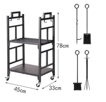 WXPWAMZ Floor-To-Ceiling Multi-Level Firewood Storage Rack With Wheels Metal Fireplace Log Holder Indoor Outdoor