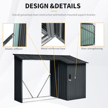 CIATRE 106''Outdoor Steel Firewood Rack and Metal Storage Shed - Two-in-One Solution for Wood Storage and Tool Organization - Rust-Resistant and Weather-Proof Design