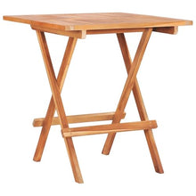 ZXQVLMRS Solid Teak Wood Folding Bistro Table, Space-Saving Outdoor Square Side Table for Balcony, Garden, Patio, Backyard, Weather-Resistant Natural Finish