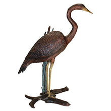 Design Toscano Standing Heron in Reeds Cast Bronze Garden Statue Two Tone Bronze & Verdigris