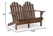 Riverbay Furniture Adirondack Outdoor Loveseat, 52.36" W x 37.4" D x 38.58" H, Solid Wood Acacia, Acorn Brown Finish, Sturdy Classic Design, Indoor/Outdoor Patio or Garden Bench Style Seating